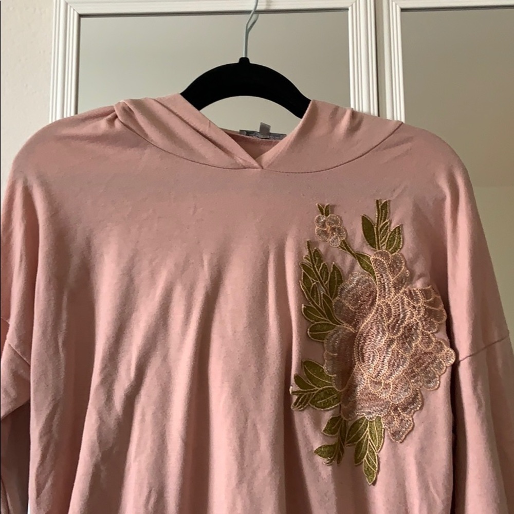 Light pink, embroidered hoodie